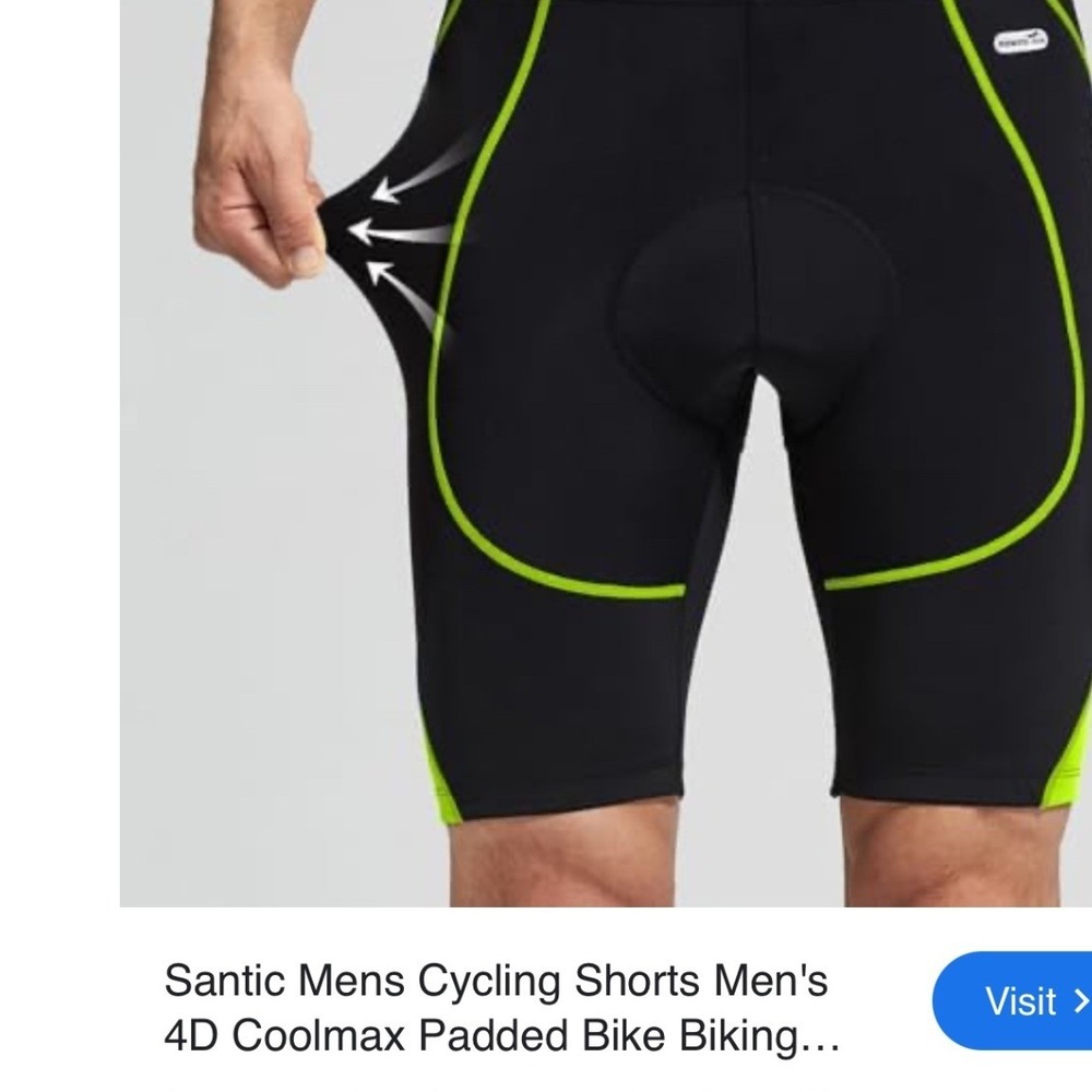 Santic Mens Cycling Shorts 4D Padded Bike Riding Pants Black Neon Green XS